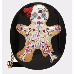 NWT BETSEY JOHNSON Gingerbread Skeleton Day of the Dead Crossbody Purse.